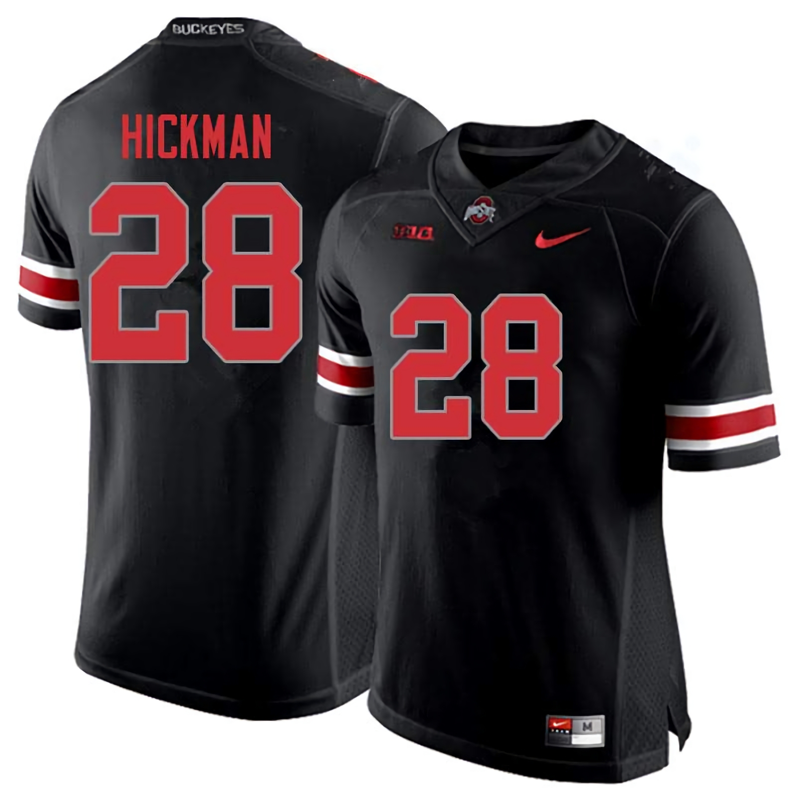 Ronnie Hickman Ohio State Buckeyes Men's NCAA #28 Nike Blackout College Stitched Football Jersey KHN3656QY